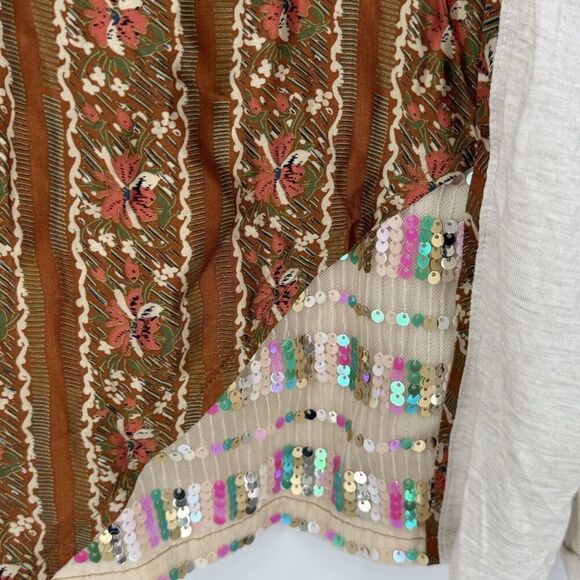 Anthropologie Sammi Sequined Top by Tiny Multicolor Floral size XL NWT - Picture 2 of 6
